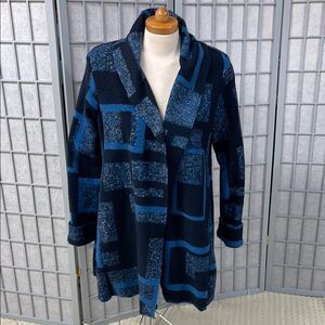 Zoe Blue Patchwork Cardigan Sweater, Women’s XS